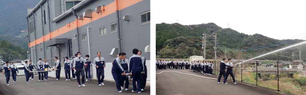 火災防災避難訓練のようす